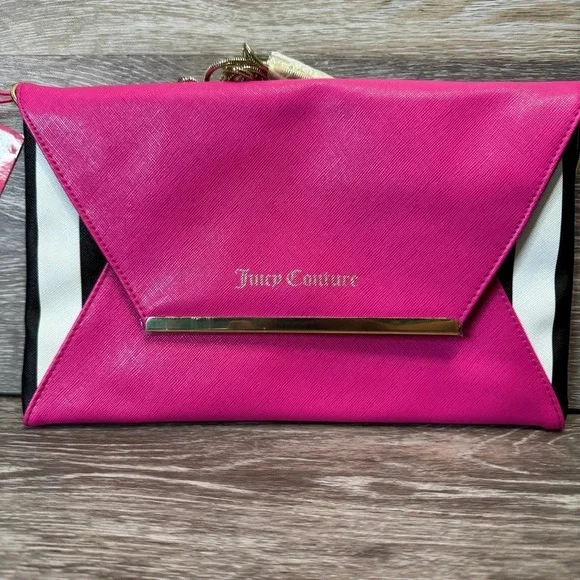 NWT Juicy‎ Couture Envelope Clutch Crossbody Bag Gold Chain Strap *FLAW* - Picture 7 of 12